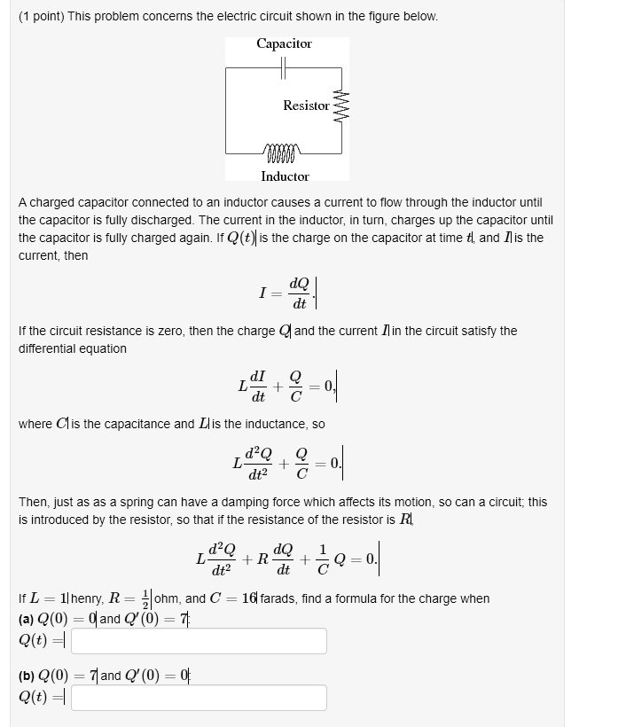 Solved Point This Problem Concerns The Electric Circuit Shown In The Figure Below Capacitor