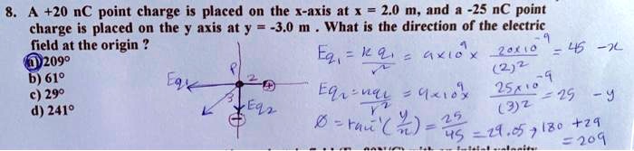 SOLVED: A +20 nC point charge is placed on the X-axis at x = 2.0 m, and ...