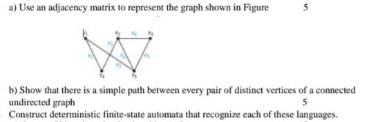 SOLVED: a) Use an adjacency matrix to represent the graph shown in ...