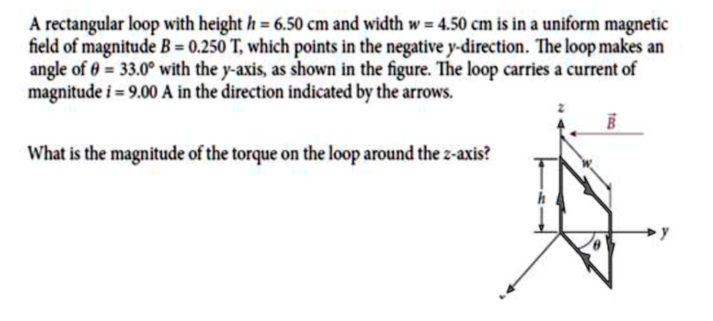 Solved Torque On A Rectangular Current Carrying Loop A Rectangular Loop With Height H650 Cm 8281