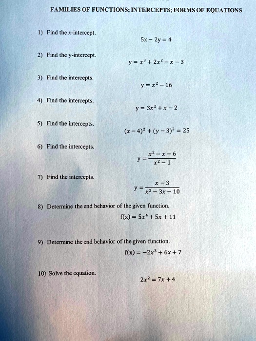 Solved Families Of Functions Intercepts Forms Of Equations Find The X Intercept Sx Zy Find The Y Intercept Y X 2x X 3 Find The Intercepts Y X 16 Find The Intercepts Y 3x2 X