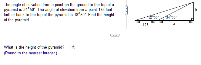 SOLVED: The angle of elevation from a point on the ground to the top of ...