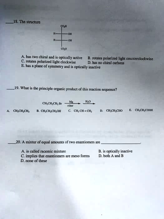 SOLVED: ' The structure A. has two chiral and is optically active B ...