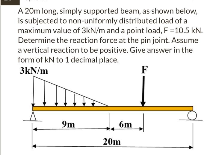 SOLVED: A 20m long simply supported beam, as shown below, is subjected ...