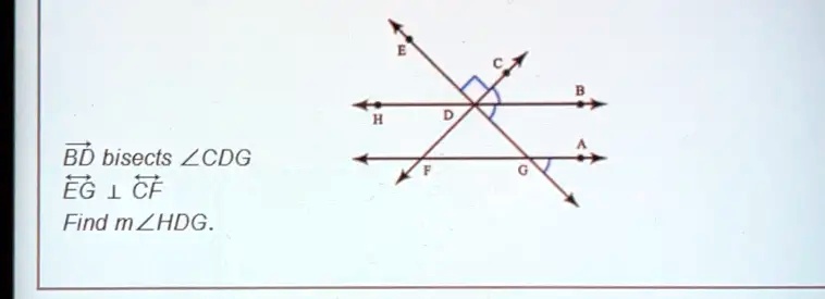 BD bisects ∠CDG
EG ⊥CF
Find m∠HDG.