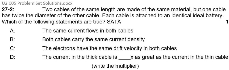 u2 co5 problem set solutions docx 27 2 two cables of the same length ...