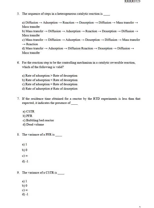kkkr3523 5 the sequence of steps in a heterogeneous catalytic reaction ...