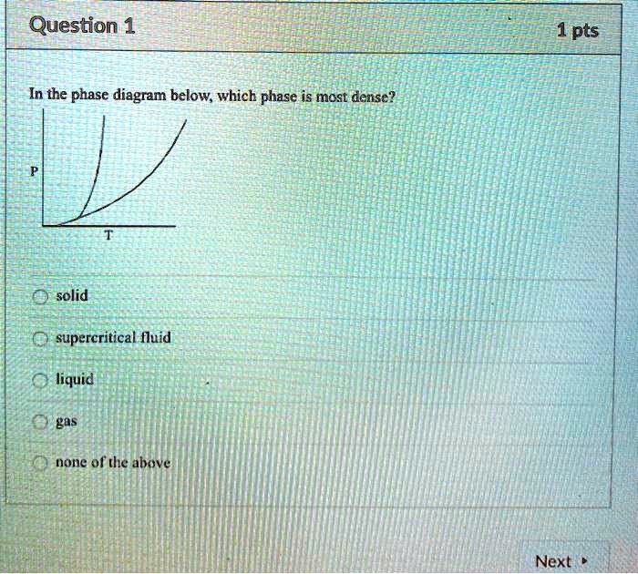 SOLVED: Question 1 1 pts In the phase diagram below; which phase is ...