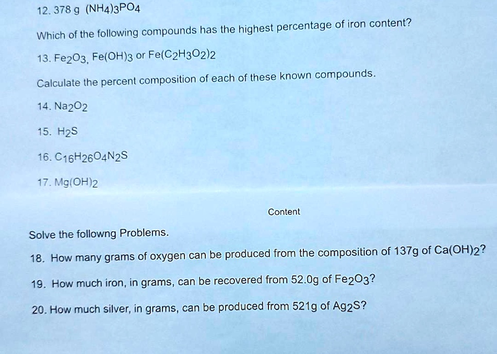 SOLVED 12.378 g (NH4)3PO4 Which of the following compounds has the