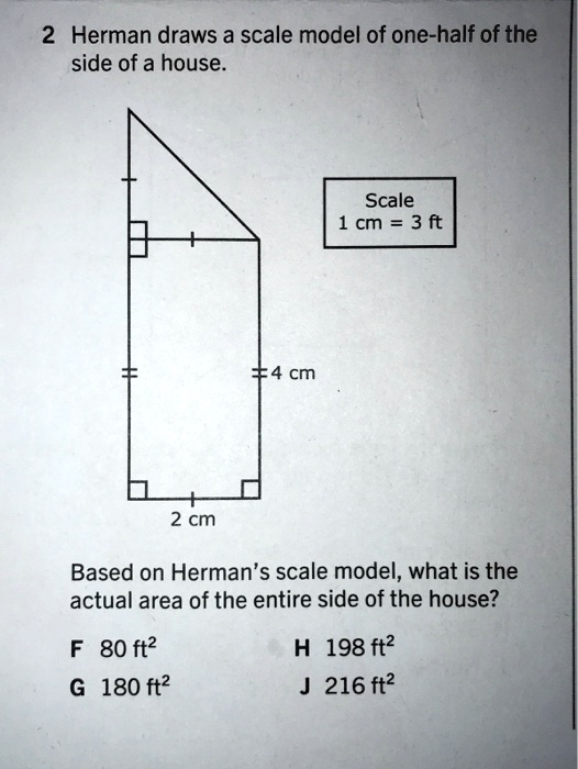 SOLVED Herman draws a scale model of one half of the side of a