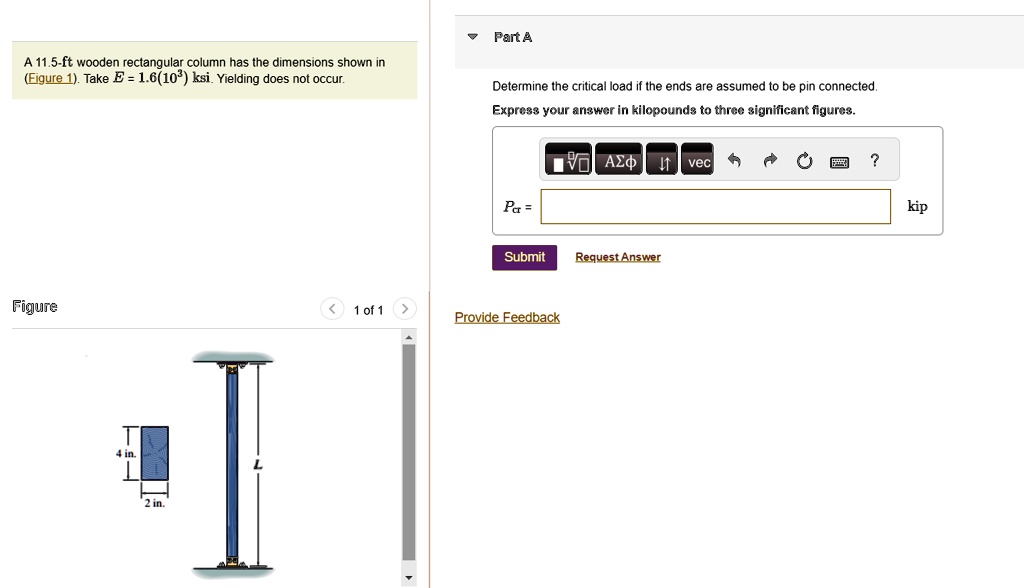 a 115 ft wooden rectangular column has the dimensions shown in figure 1 ...