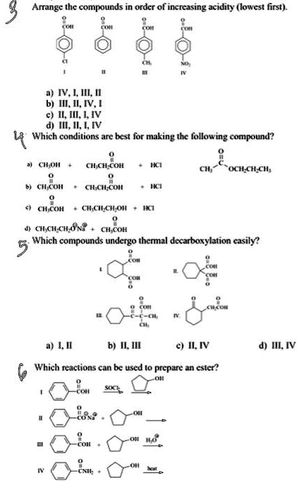 Solved: Arrange The Compounds In Order Of Increasing Acidity (lowest 