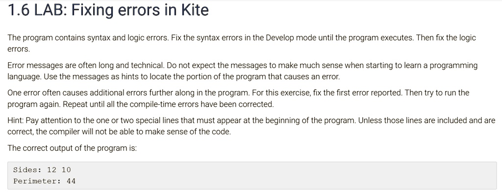 1-6-lab-fixing-errors-in-kite-the-program-contains-syntax-and-logic