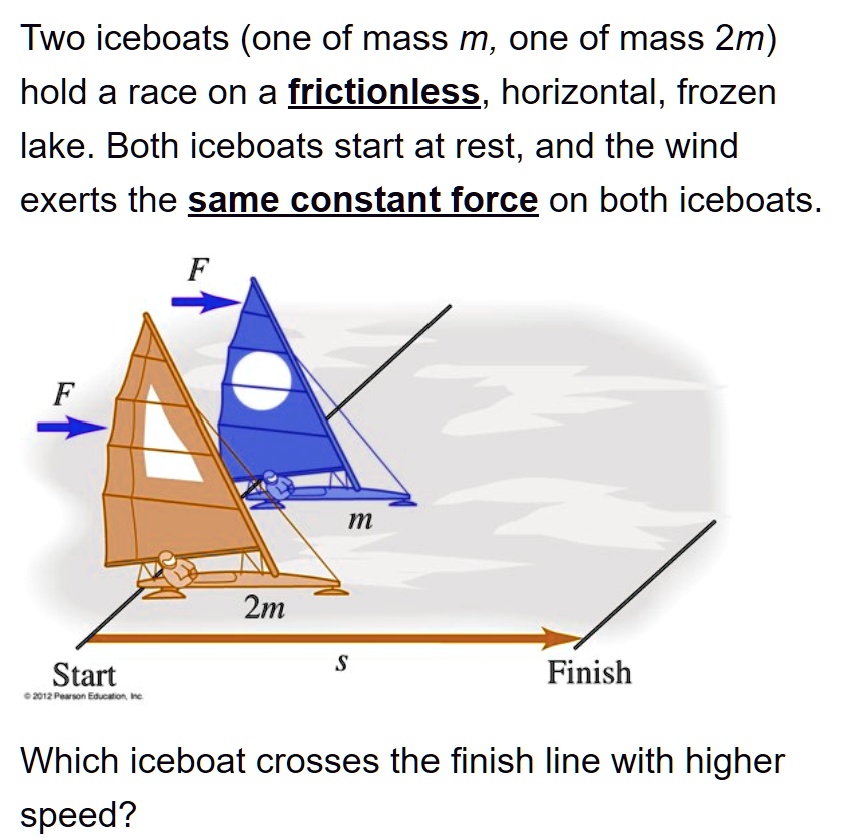 SOLVED Two iceboats (one of mass m, one of mass Zm) hold a race on a