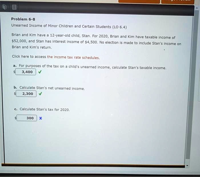 Problem 68 Unearned of Minor Children and Certain Students (LO