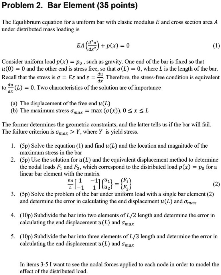 mechanical engineering finite element methods problem problem 2 bar ...