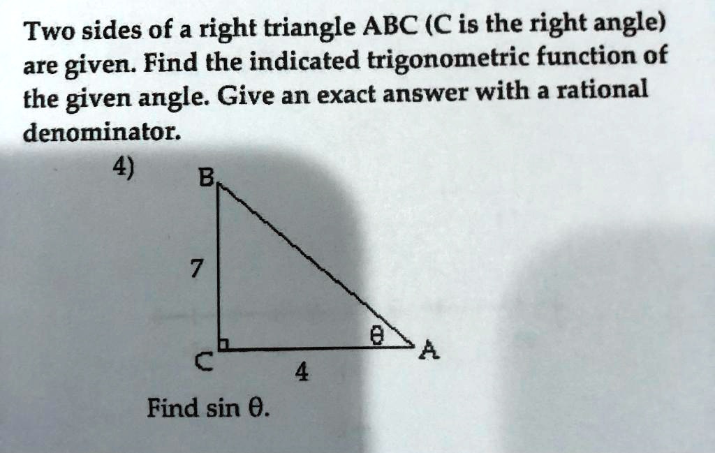 Two Sides Of A Right Triangle Abc C Is The Right Ang Solvedlib 2624