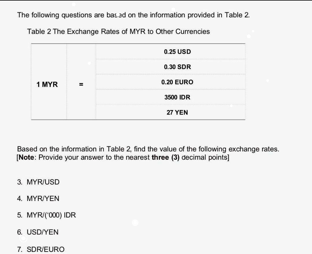 The following questions are based on the information provided in Table 2.  Table 2 The Exchange