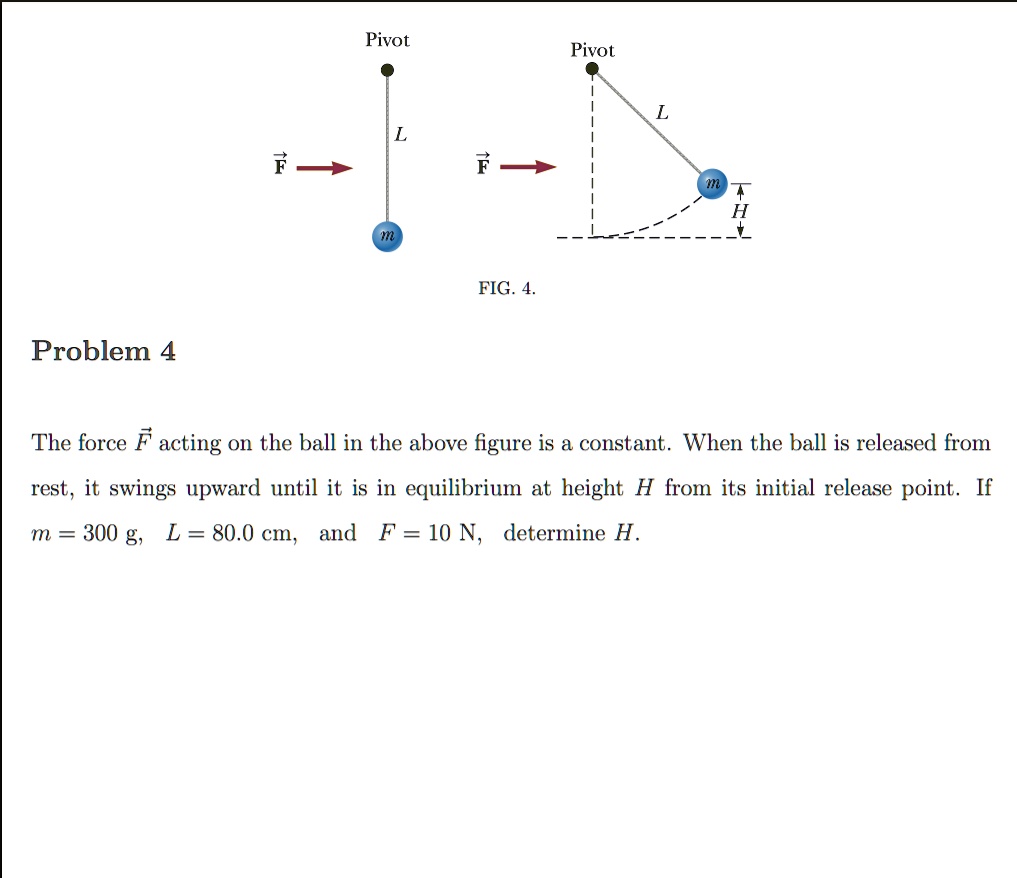 SOLVED: Pivot Pivot FIG Problem 4 The force F acting on the ball in the ...