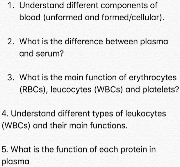 Blood Plasma Components and Function