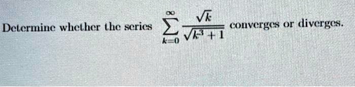 Determine whether the series ∑k=0^∞(√(k))/(√(k^3 + 1)) converges or diverges.