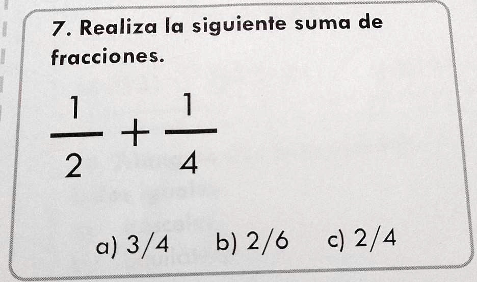 SOLVED: Realiza la siguiente suma de fracciones AYUDAAAAAAA 7 . Realiza
