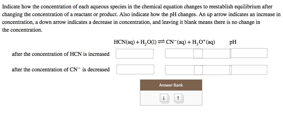 SOLVED Indicate how the concentration of each aqueous species in