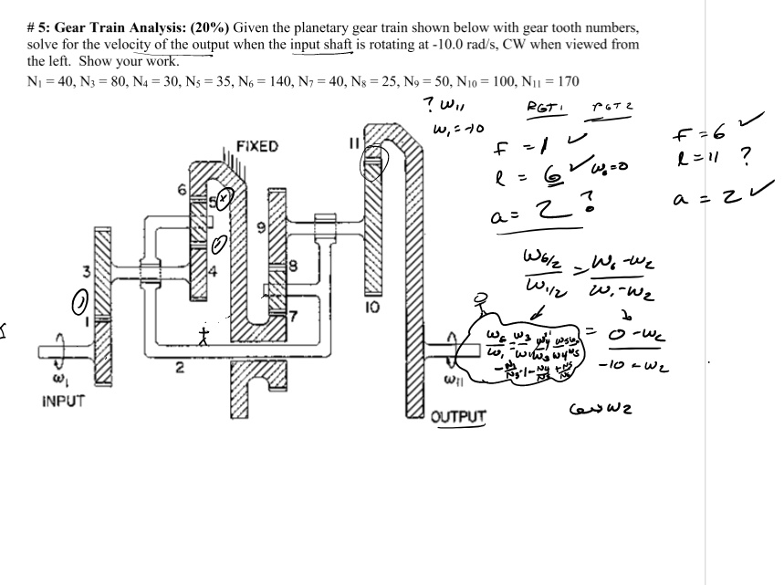 SOLVED 5 Gear Train Analysis (20) Given the gear train