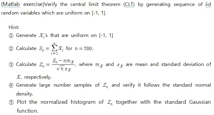 SOLVED: (MATLAB Exercise) Verify the Central Limit Theorem (CLT) by ...