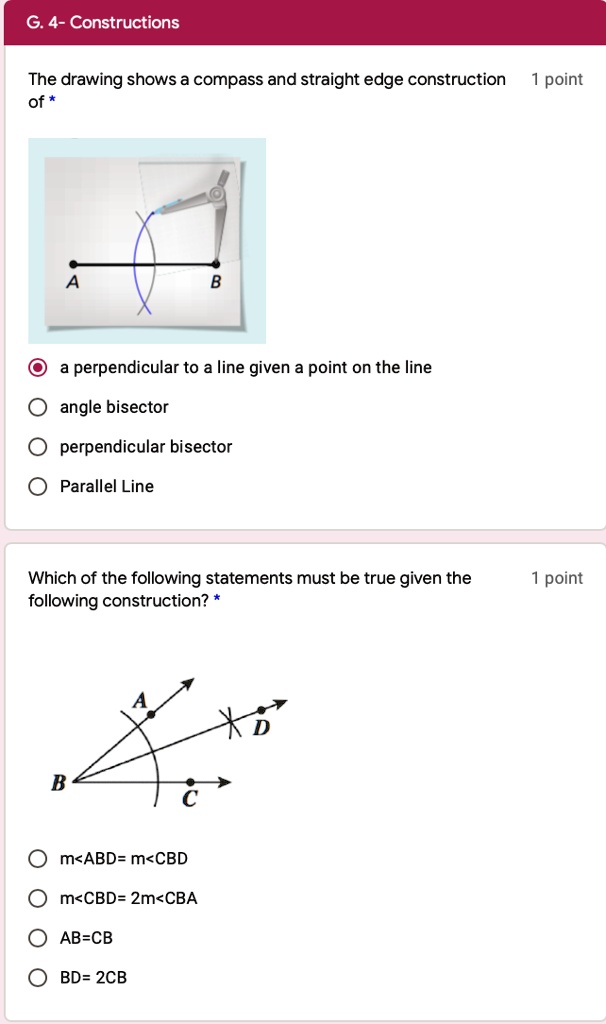 SOLVED The drawing shows a compass and straight edge construction of a