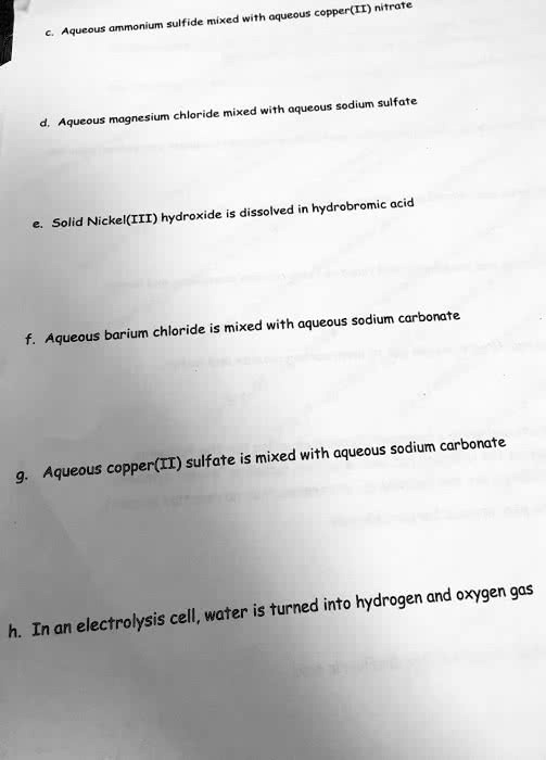 Solved Write A Balanced Chemical Equation For The Following Include