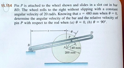 SOLVED: 15.154 Pin P is attached to the wheel shown and slides in a ...