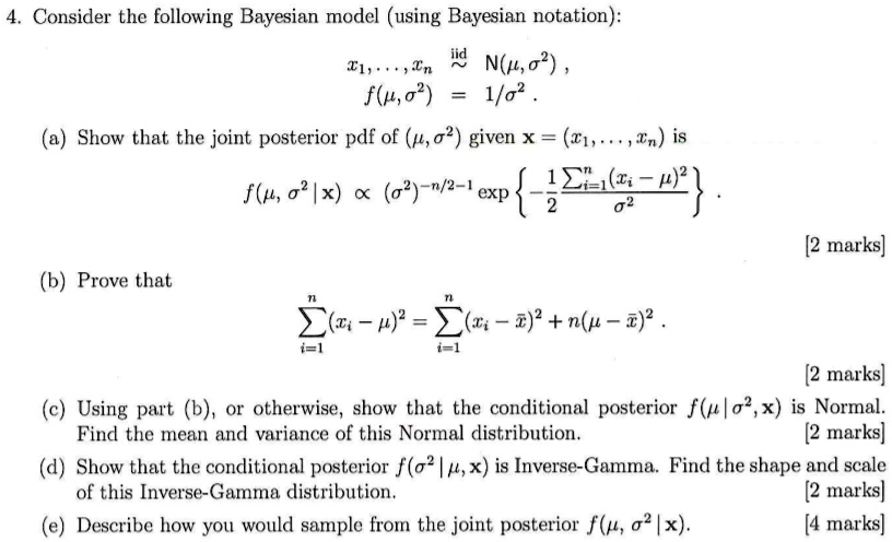 SOLVED: Consider the following Bayesian model (using Bayesian notation ...