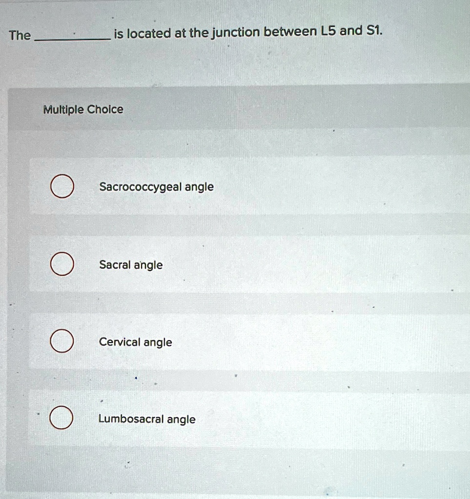 The sacral angle is located at the junction between L5 and S1. Multiple ...