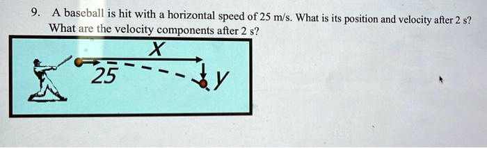 9a baseball is hit with a horizontal speed of 25 ms what is its ...
