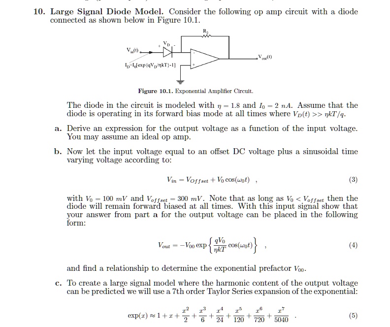 Solved: 10. Large Signal Diode Model. Consider The Following Op Amp 