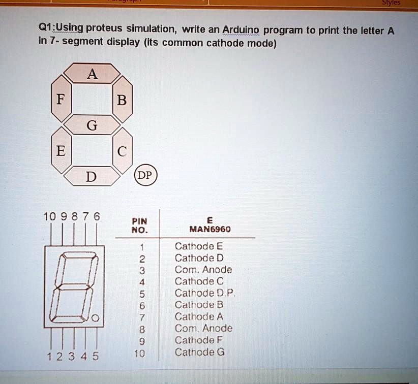 Q1: Using proteus simulation, write an Arduino program to print the ...