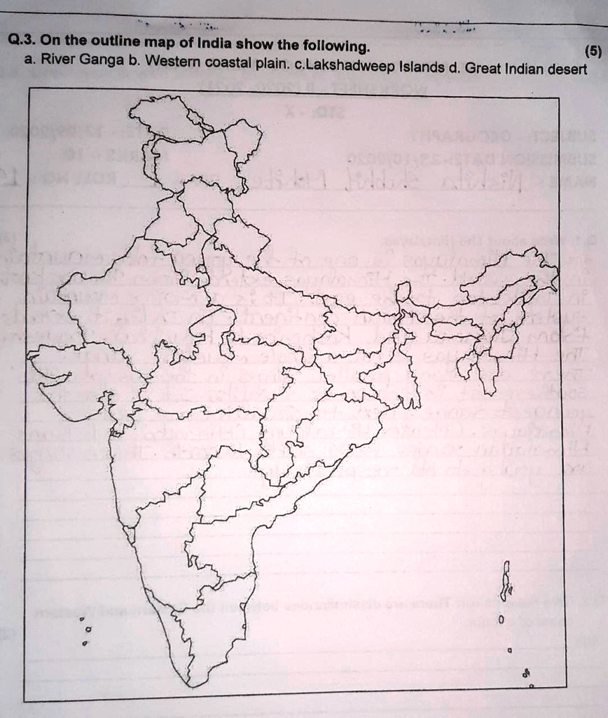 SOLVED: Q.3. On the outline map of India, show the following. (5) a ...