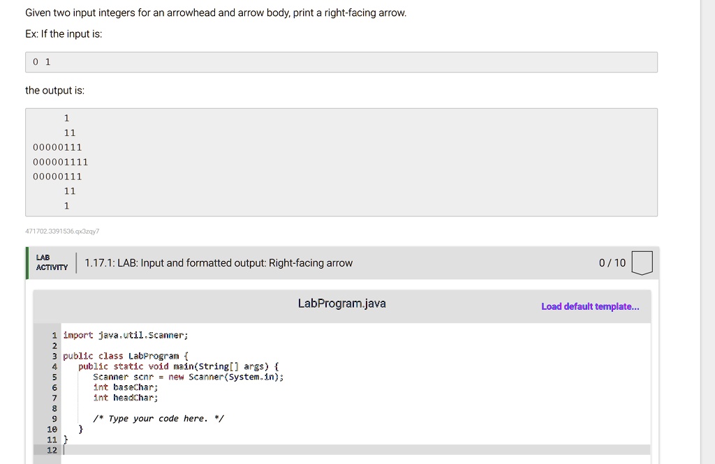 Texts: Given two input integers for an arrowhead and arrow body, print ...