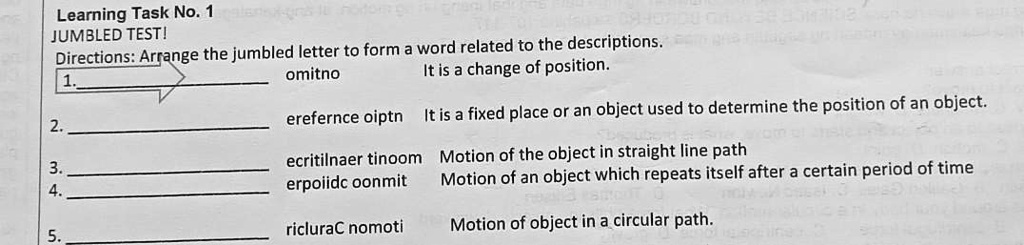 Jumbled Path Learning Task No. 1 JUMBLED TEST! Directions: Arrange the jumbled ...