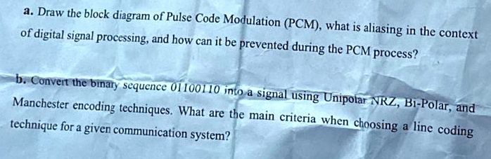 a draw the block diagram of pulse code modulation pcm what is aliasing ...