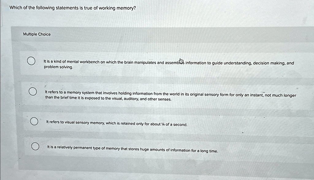 [GET ANSWER] Which of the following statements is true of working