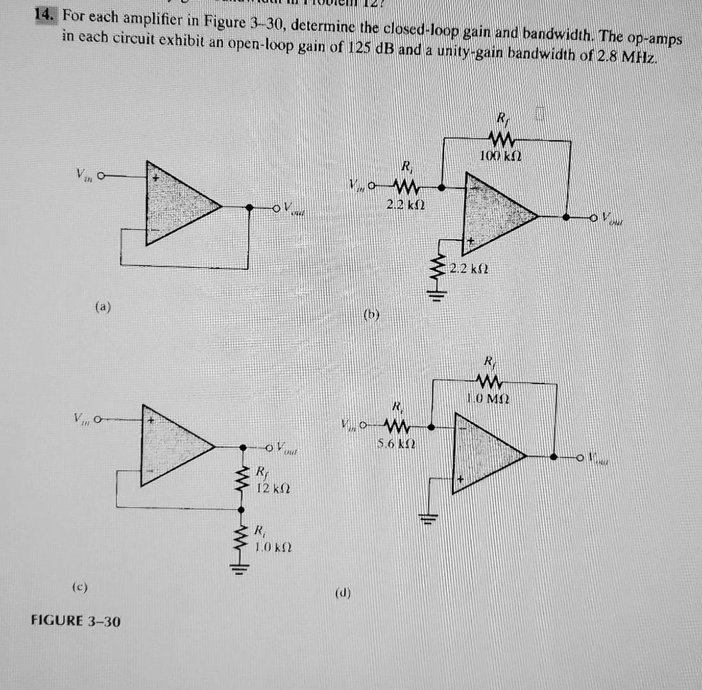 SOLVED For each amplifier in Figure 330, determine the closedloop gain and bandwidth. The op