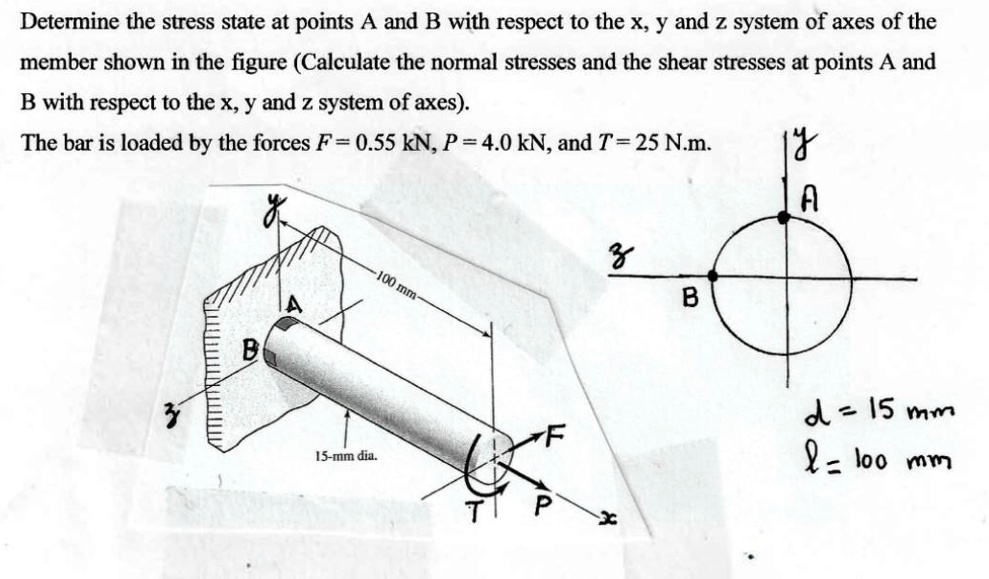 SOLVED: Determine The Stress State At Points A And B With Respect To ...