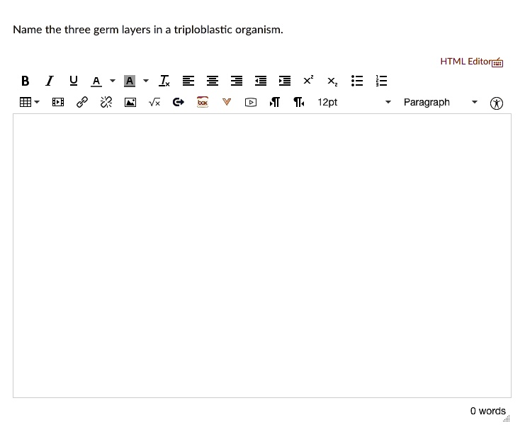 Name the three germ layers in a triploblastic organism.