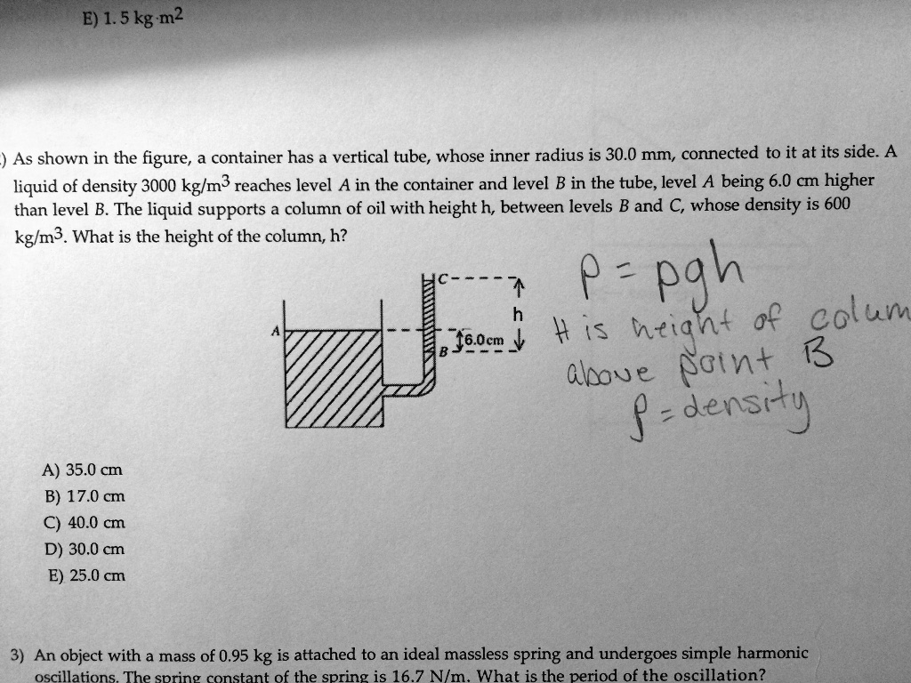 E) 1.5kgm2) As shown in the figure, a container has … SolvedLib