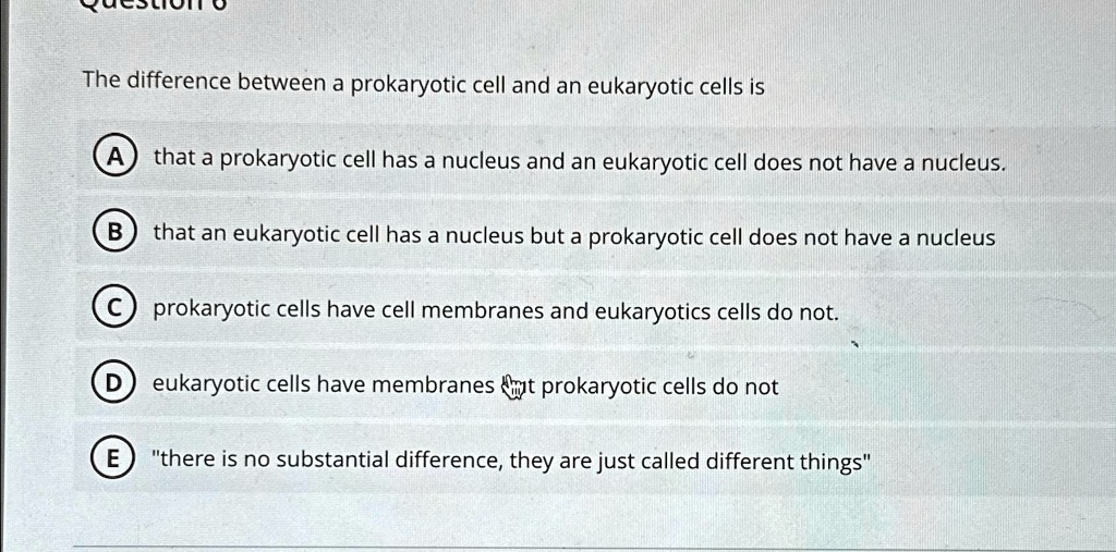 SOLVED The difference between a prokaryotic cell and an eukaryotic