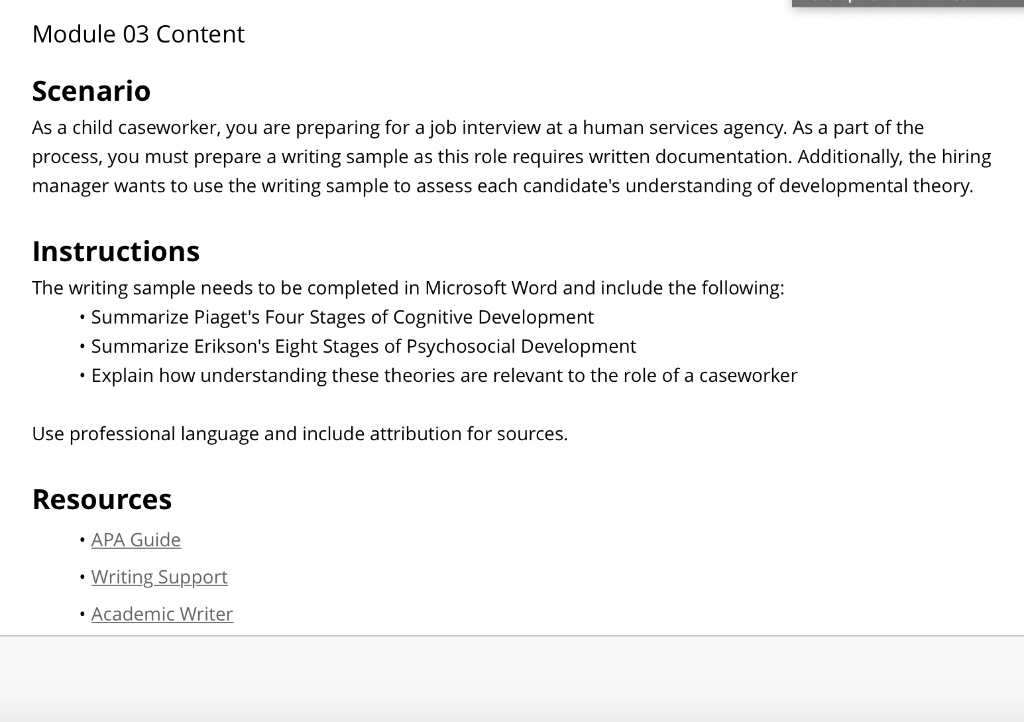 SOLVED Module 03 Content Scenario As a child caseworker you are