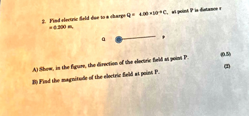 find electric field due to a charge q 400 x 10 9 c at point p is ...