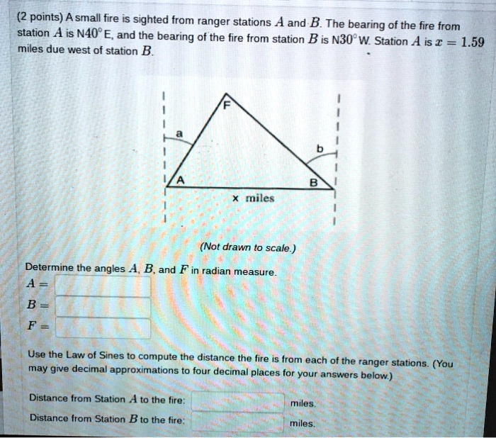 SOLVED: A Small Fire Is Sighted From Ranger Stations A And B. The ...